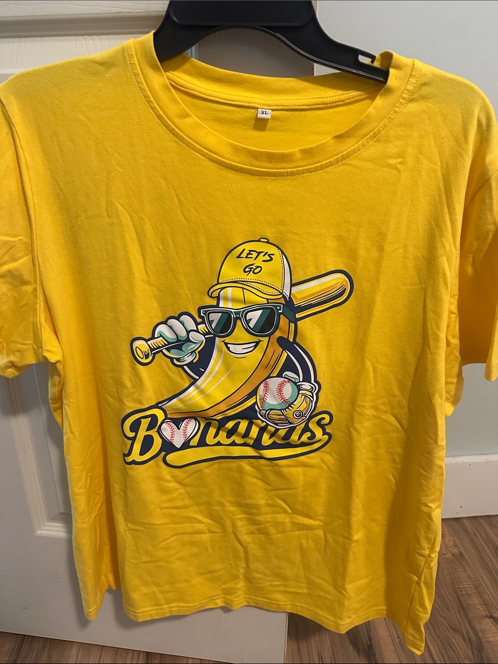 Amazon Yellow Short Sleeve Graphic Tee with Banana Baseball Design